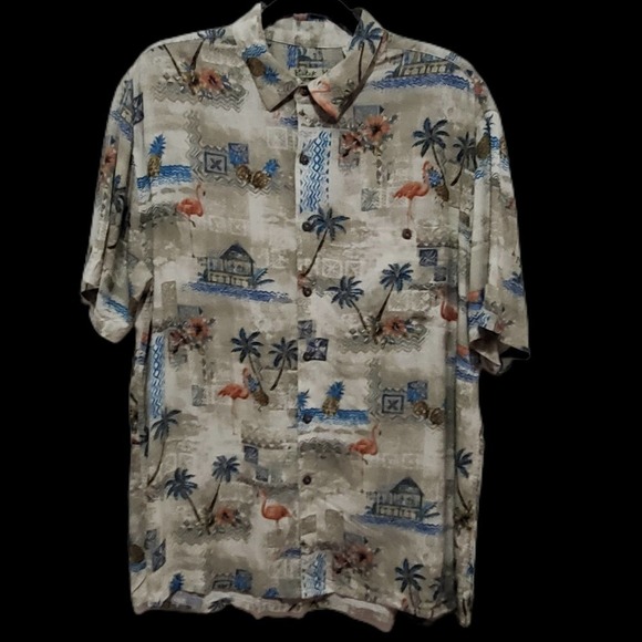 Batik Boy Tropical SS Button Up Shirt Vacation Beach Flamingo Pineapple Men's XL - Picture 2 of 12